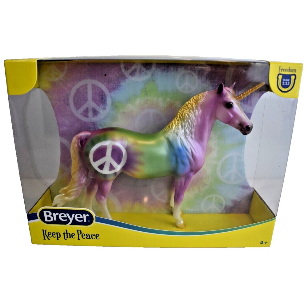 Breyer Freedom Series Keep The Peace Unicorn Scale 1:12 Rainbow Tie-Dye 62067